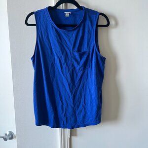 A New Day Tank Top Women's L Blue Pocket Sleeveless Tee